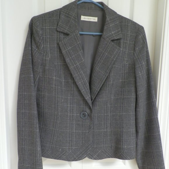 Laura Petites Jackets & Blazers - Laura Petites Grey/Silver One Button Blazer Size 10P
